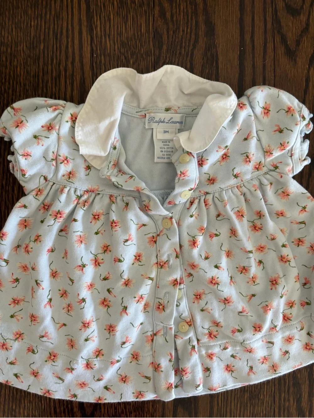 Ralph Lauren Baby Floral Light Blue Dress and bottom set